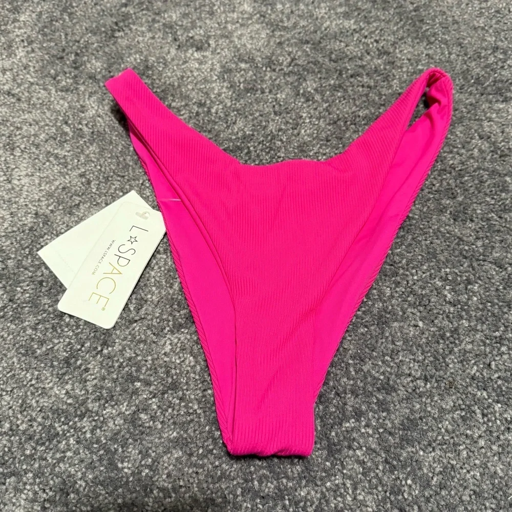 L*Space Hot Pink Cabana Bitsy Cut Bikini Bottom Women Small‎ NWT